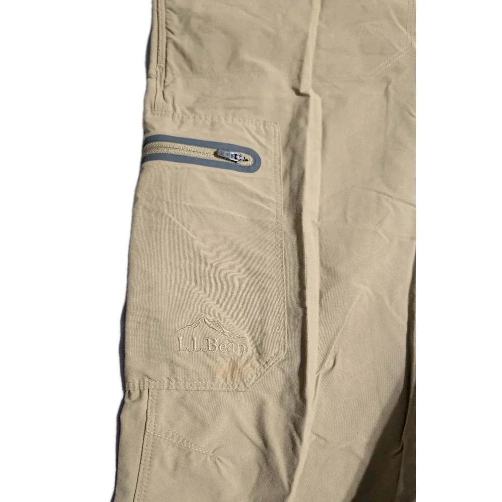 LL Bean Cresta Hiking Pants Mens 38x30 Tan Water‎ Resistant Nylon Outdoor